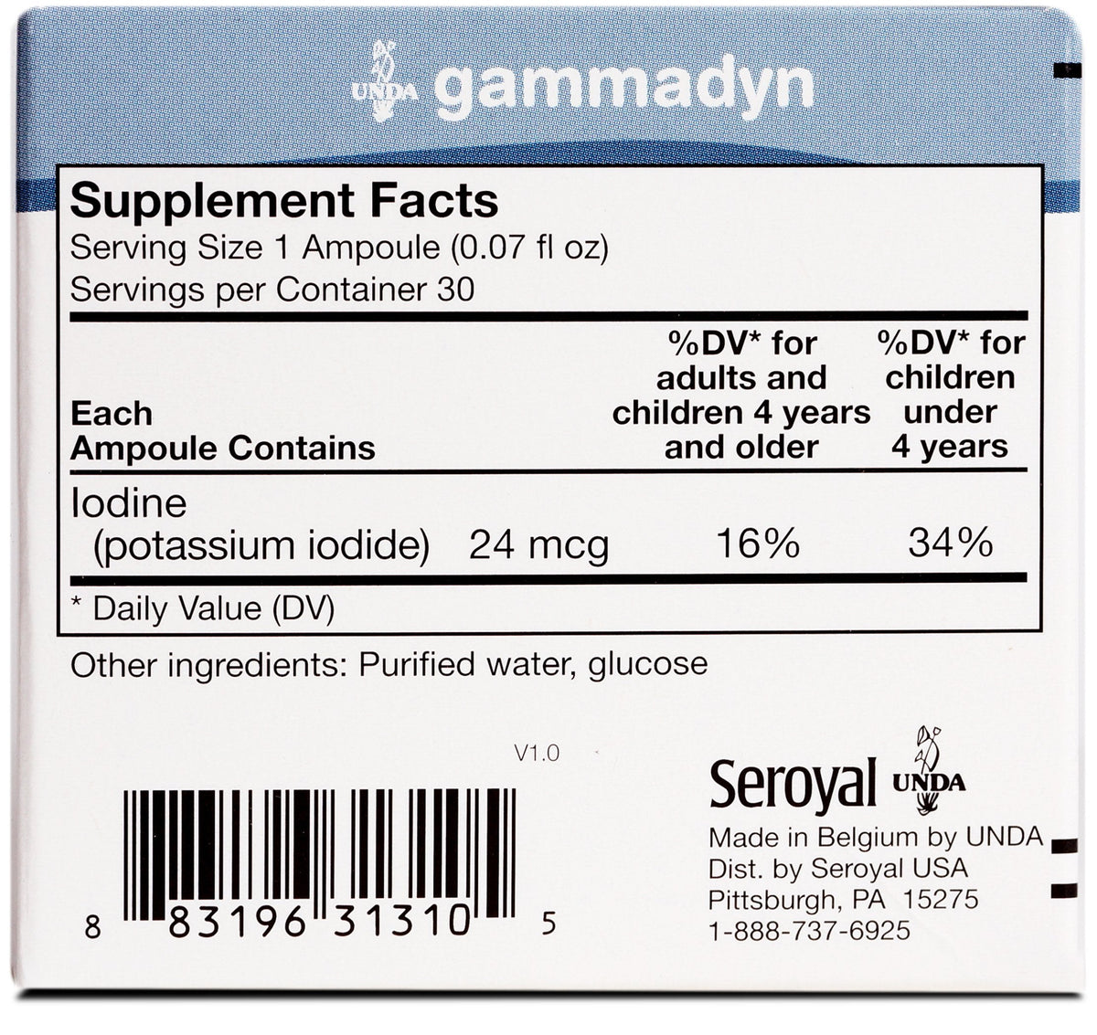 UNDA GAMMADYN I | Iodine Oligo-Element Supplement | 30 Ampoules