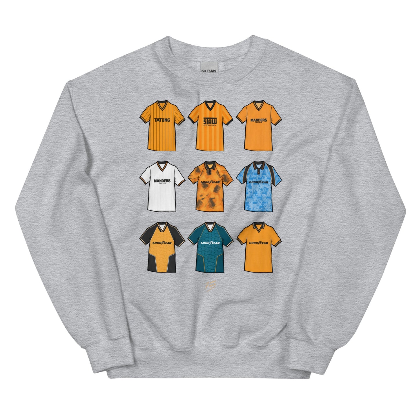 Wolverhampton Retro Shirts Unisex Themed Sweatshirt (9 Classic Shirt Artwork)