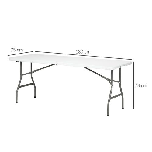 Outsunny Folding Garden Table, Patio Table with Metal Frame, White