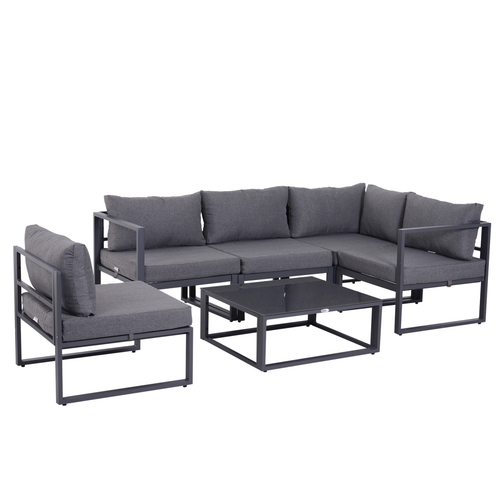 6Pcs Outdoor Sectional Sofa Set Conversation Aluminum Frame Cushion Outsunny