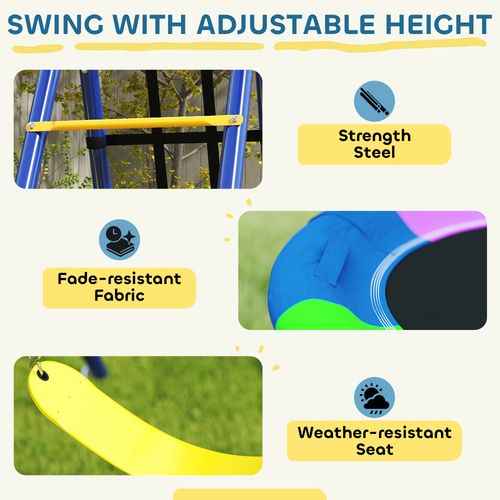 AIYAPLAY 6 in 1 Kids Swing Set with 3 Swings, Climbing Net and Ladder