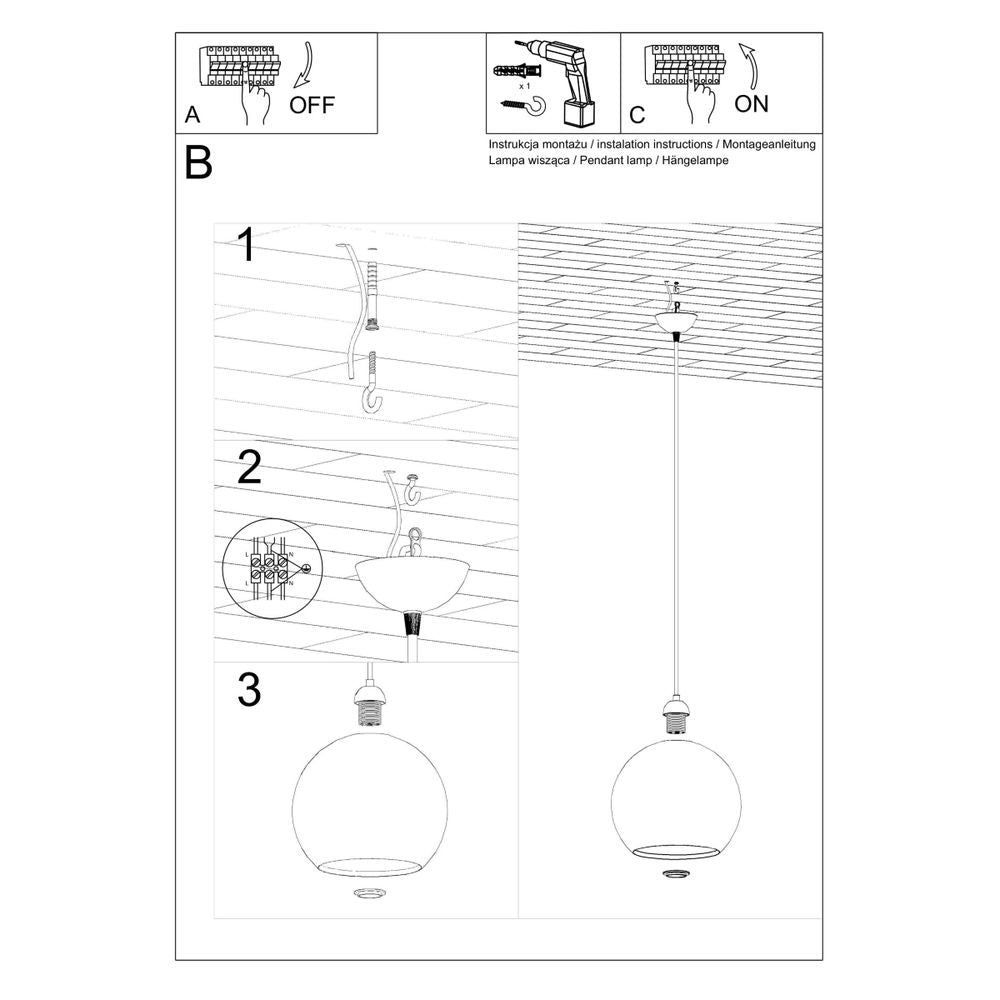 Stylish Pendant Lamp: Steel & Glass, Minimalistic Design, E27
