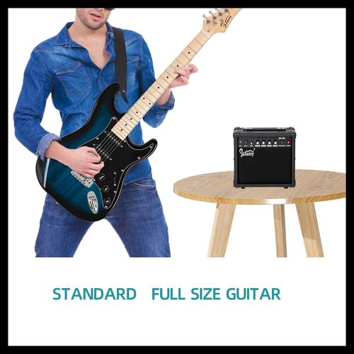 Glarry GST Stylish Electric Guitar Kit with Black Pickguard Blue Color
