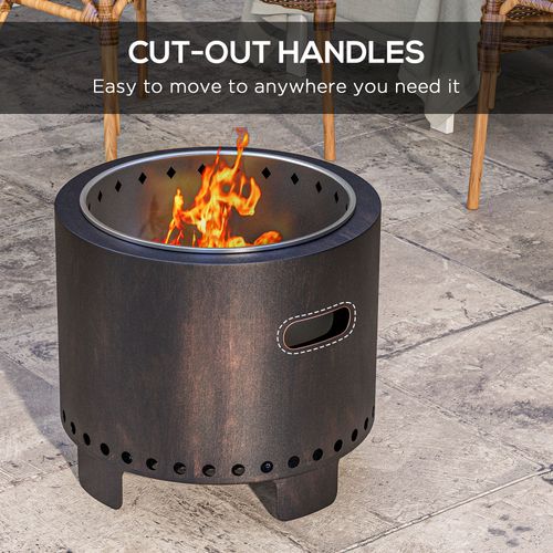 Outsunny 45cm Smokeless Wood Burning Firepit Metal Fire Pit, Black
