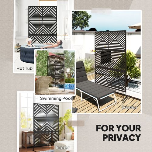 Outsunny Decorative Outdoor Divider Privacy Panel with Stand, Rhombus Black