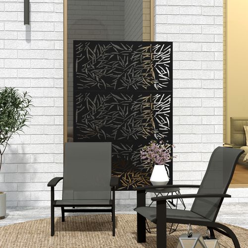 Outsunny Decorative Outdoor Divider Privacy Panel with Stand, Bamboo Black