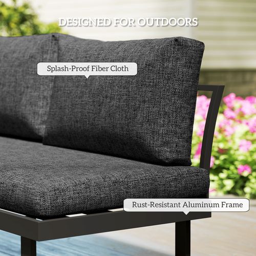 Outsunny 4 Seater L Shaped Aluminium Garden Furniture Set with Coffee Table