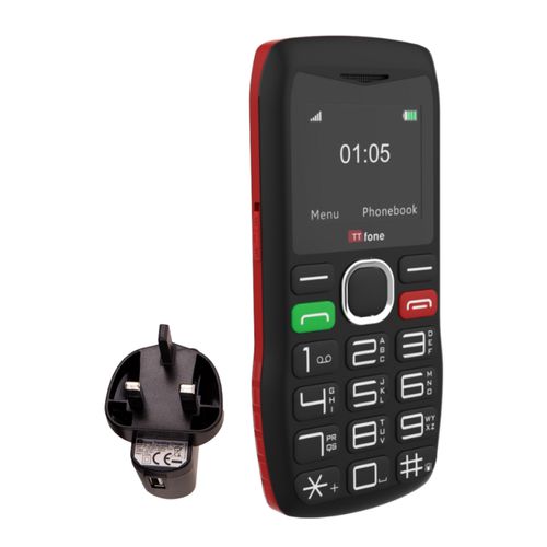 TTfone TT880 Easy-to-Use Big Button Mobile Phone with Vodafone Pay As You Go SIM, USB C Mains Charger
