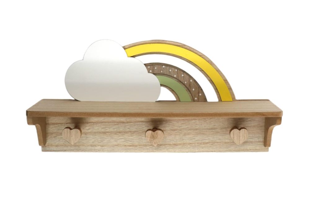 Magical Rainbow Cloud Shelf with Hooks