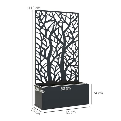 Outsunny Metal Raised Garden Bed with Trellis, Outdoor Elevated Planter Box