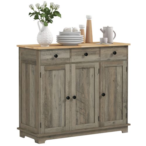 HOMCOM Sideboard Buffet Cabinet with Storage Cabinets and Drawers Grey