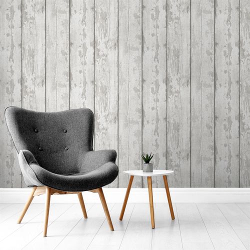 Metallic Washed Wood Grey/Silver sw12 wallpaper