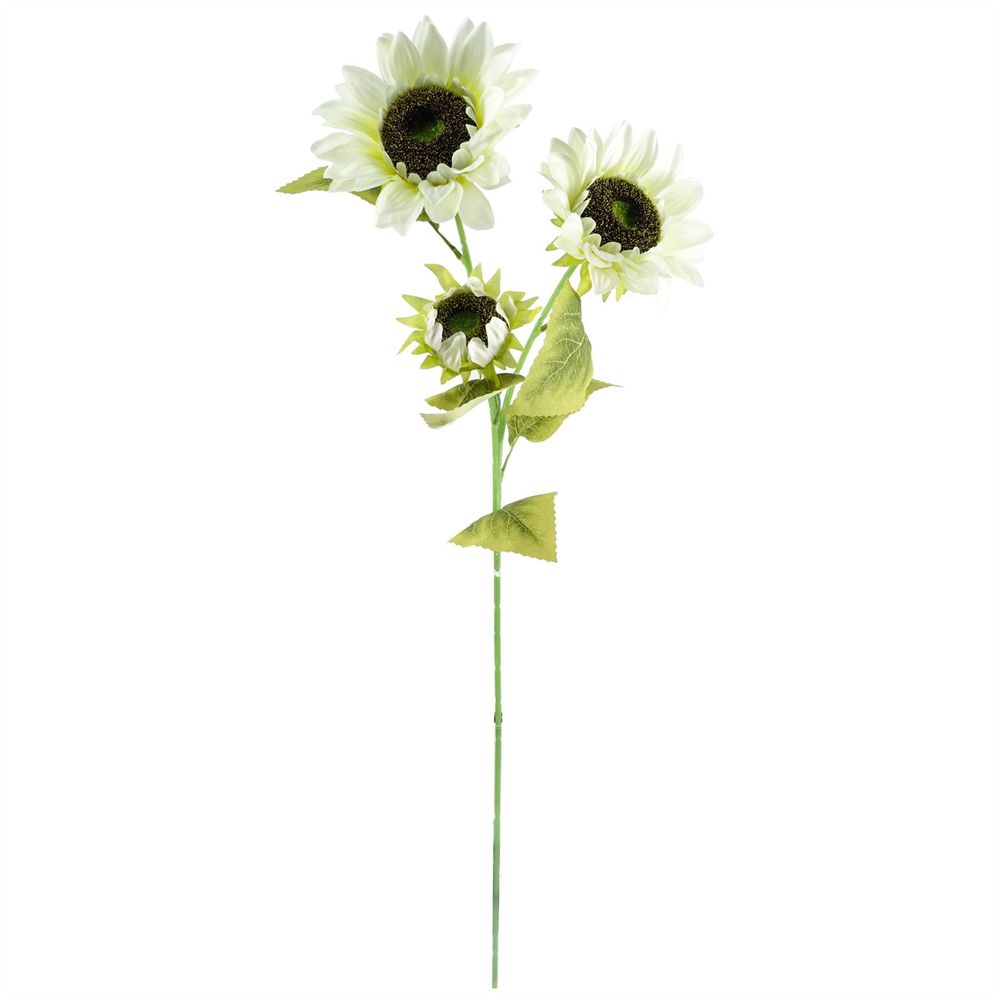 Premium 88cm White Artificial Sunflower - 3 Heads