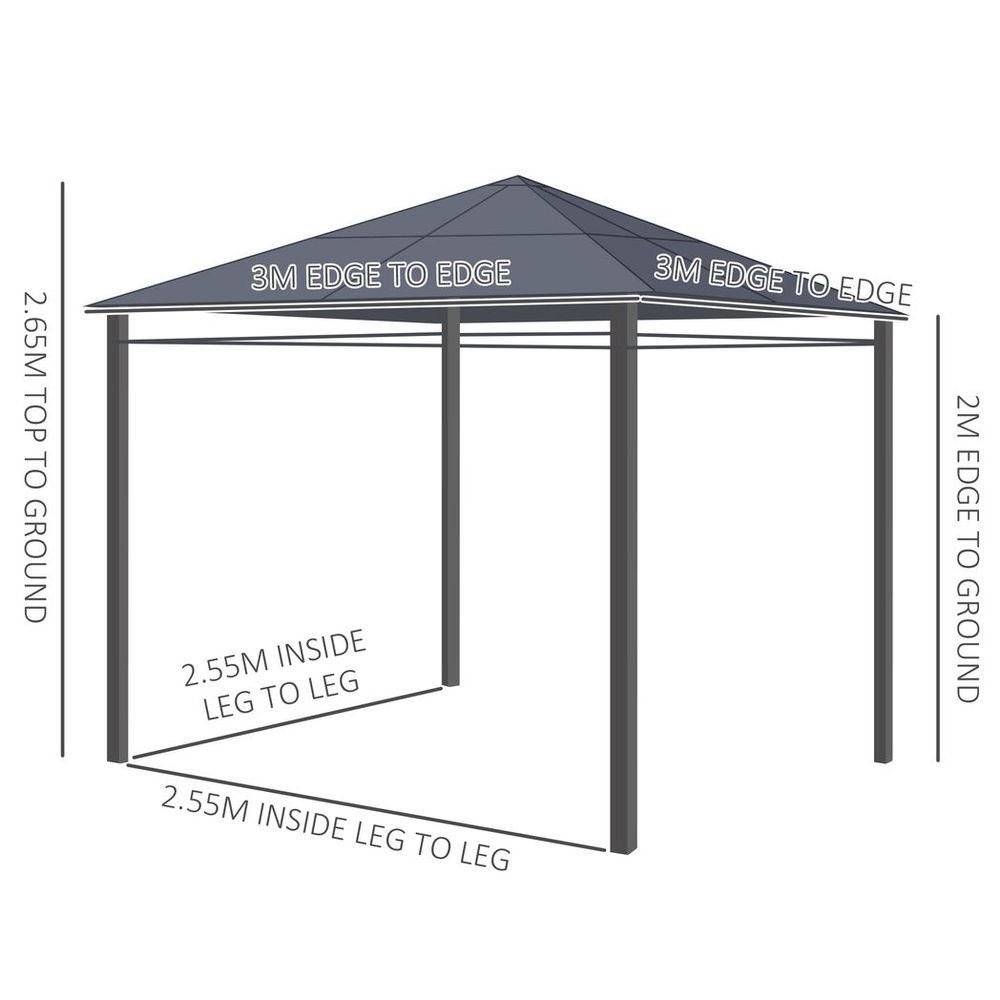 Premium 3x3m Hardtop Gazebo for Garden Parties with Polycarbonate Roof and Curtains - UV Resistant and Weatherproof