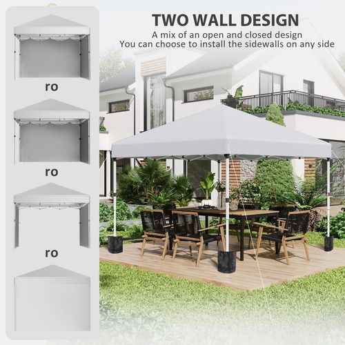 3 x 3 (M) Pop Up Gazebo Event Shelter with 2 Sidewalls, Weight Bags, White