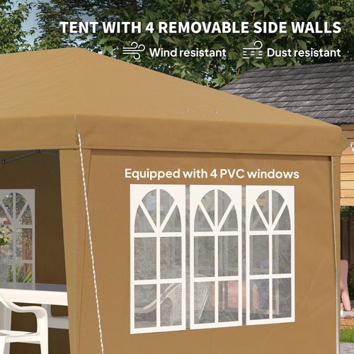 Outsunny 3 x 6m Heavy Duty Gazebo Marquee Party Tent with Storage Bag Khaki
