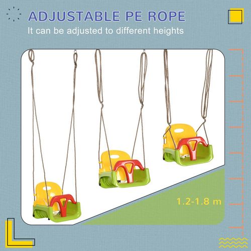 Outsunny 3 in 1 Kids Swing Seat, Adjustable Toddler Swing Chair, Green