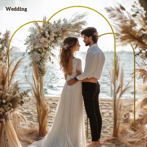 Outsunny Wedding Arch Frame Set, 2.2, 2, 1.8 m Arch Backdrop Stand Gold Tone