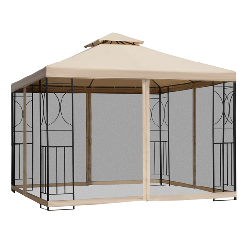 Outsunny 3x3m Outdoor Gazebo Tent W/Netting, 2-tier Roof