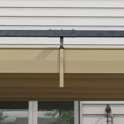 Outsunny 4x3(m) Metal Pergola Gazebo Patio Sunshelter Retractable Canopy Khaki