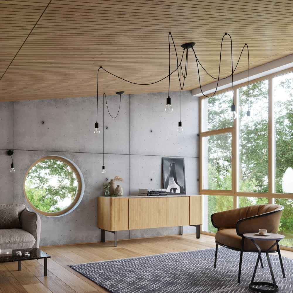 Pendant lamp fabric, steel Edison loft Design E27