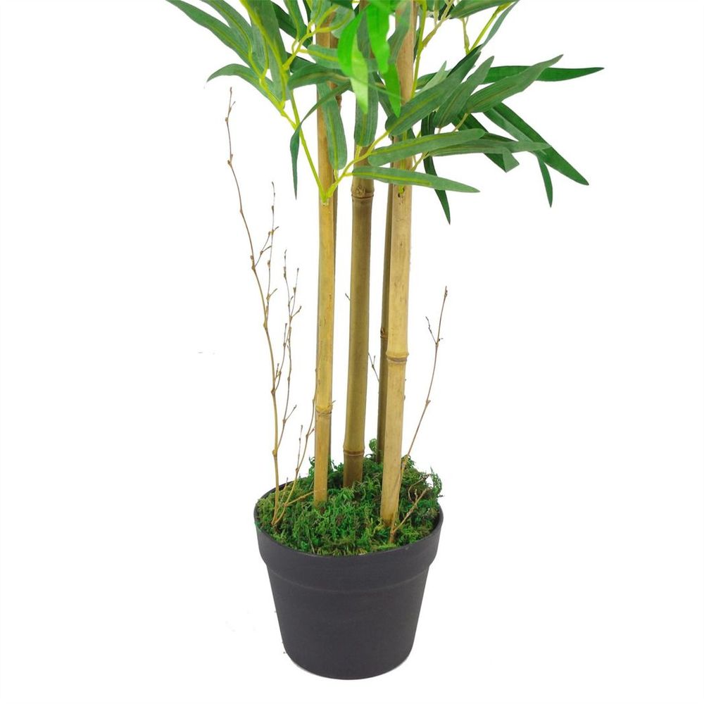 Realistic 4ft Artificial Bamboo Trees w/ Silver Metal Planter - High-Quality & Low-Maintenance - Perfect Indoor Decor