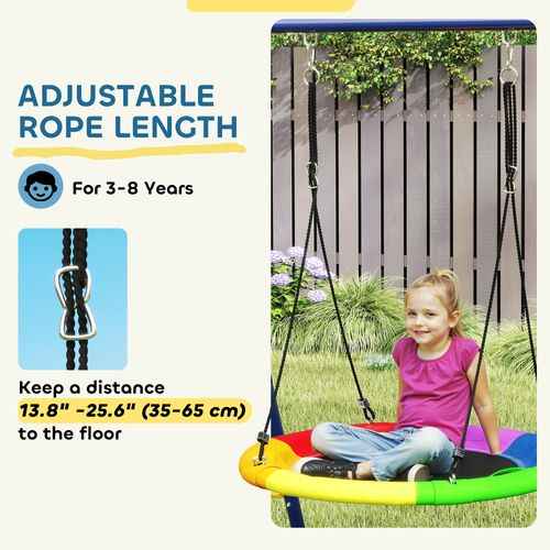AIYAPLAY 6 in 1 Kids Swing Set with 3 Swings, Climbing Net and Ladder