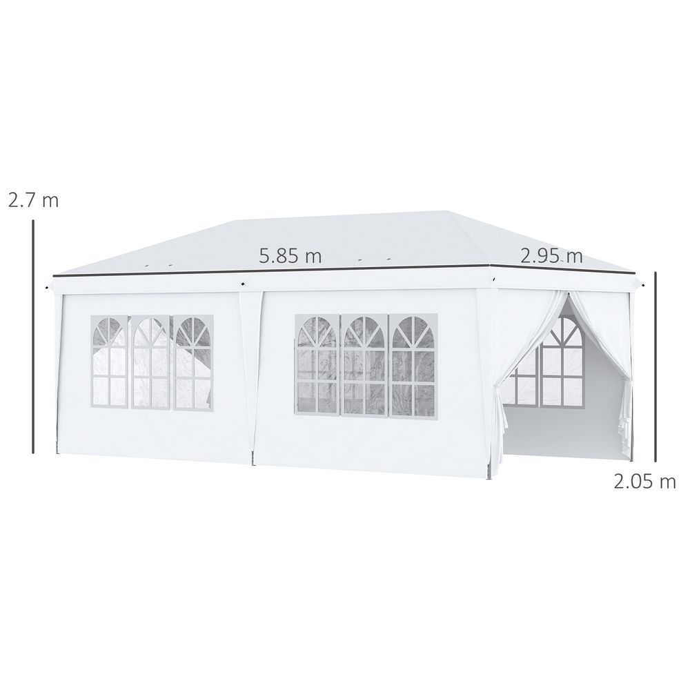 Outsunny 3 x 6m Pop Up Gazebo Height Adjustable Party Tent w/ Storage Bag Black