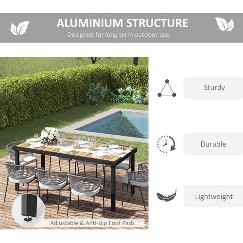 Outsunny Garden Dining Table for 8, Aluminium Frame for Patio, Natural