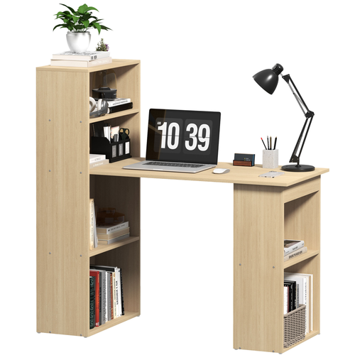 HOMCOM 120cm Computer Desk Bookshelf Writing Table Workstation 6 Shelves
