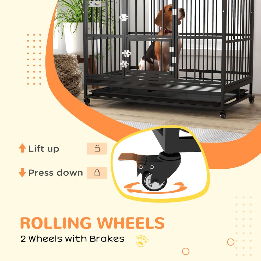 PawHut 48" Heavy Duty Dog Crate: Removable Tray, Openable Top