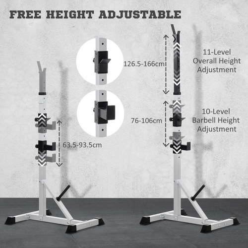 Adjust Pair of Barbell Squat Racks Stand Weight Lifting Bench Press Gym HOMCOM
