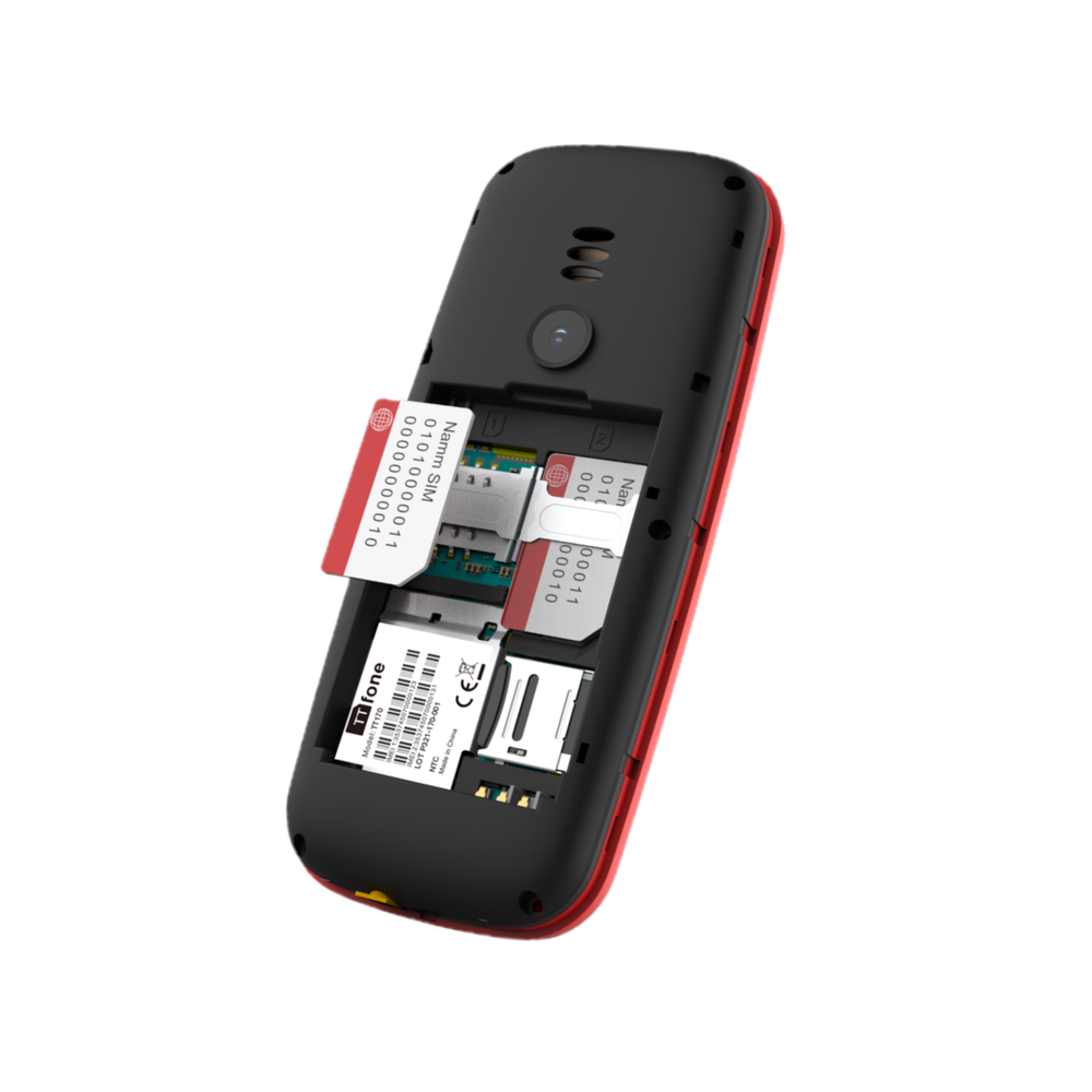 TTfone TT170 Red Dual SIM - USB Cable, Giff Gaff Pay As You Go