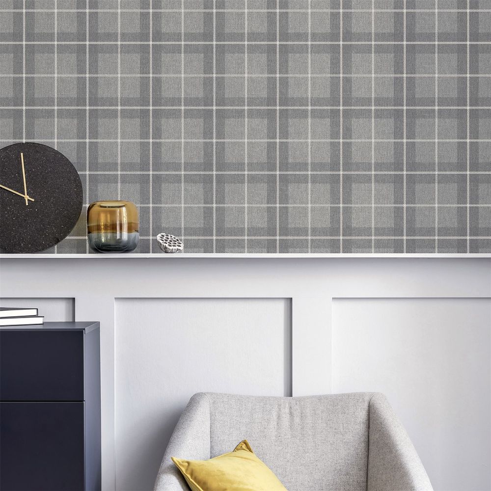 Premium Heritage Check Grey/Silver Scarf