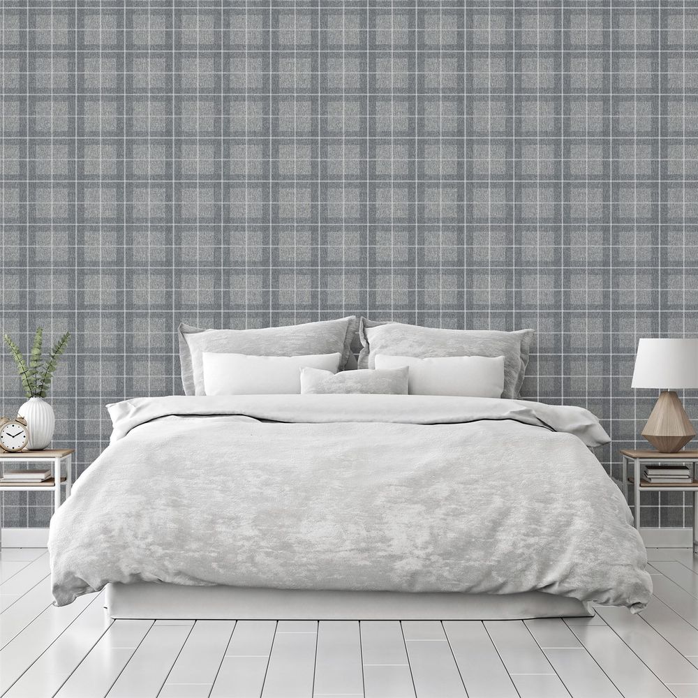 Premium Heritage Check Grey/Silver Scarf