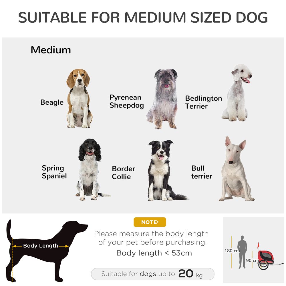 PawHut Steel Dog Bike Trailer Pet Cart Carrier for Bicycle Kit Water Resistant Travel