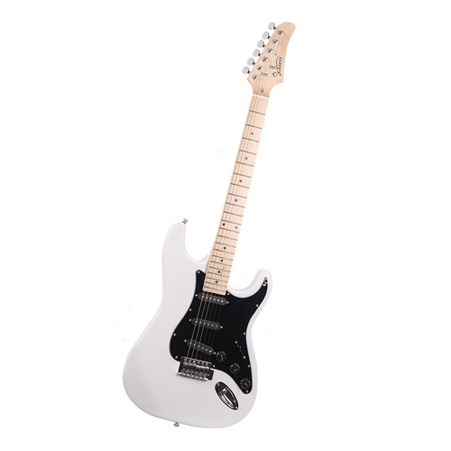 Glarry GST Stylish Electric Guitar Kit with Black Pickguard White