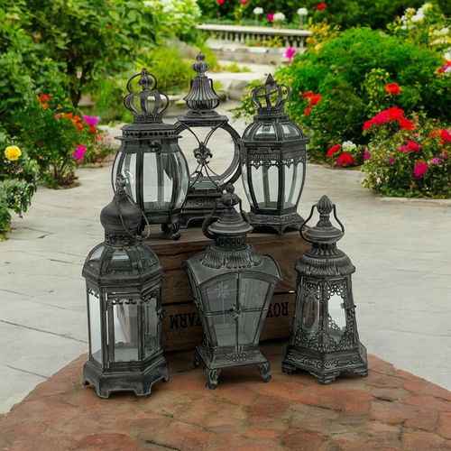 40CM BRONZED 6 ASST METAL GARDEN LANTERNS