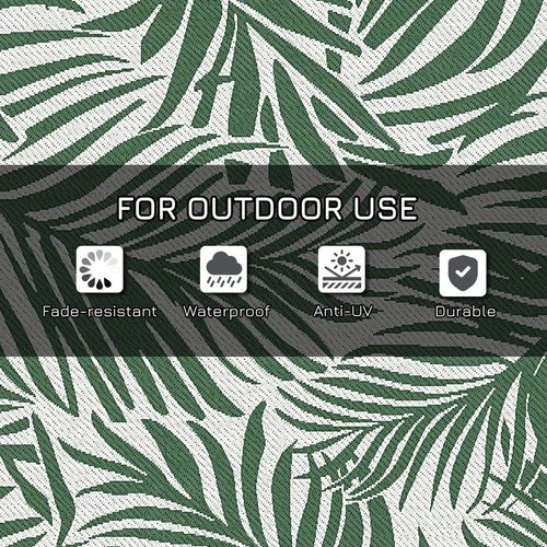 Outsunny Outdoor Rug, 1.5 x 2.4m Patio Floor Mat, Green and White