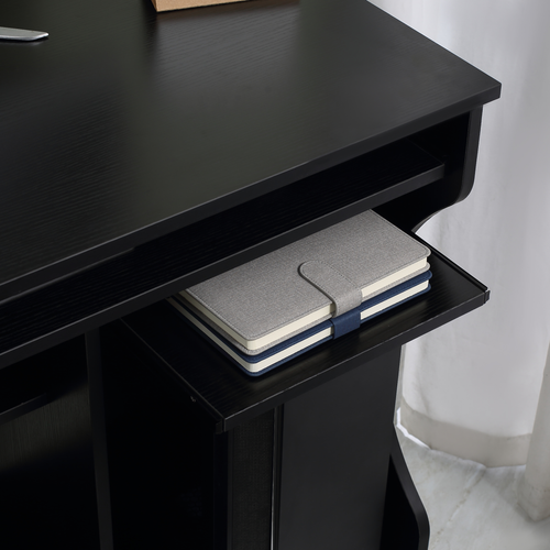 HOMCOM Computer Table Study Desk with Sliding Keyboard Tray, Black