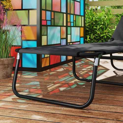 Outsunny 2 Piece Reclining Chaise Lounge with Adjustable Backrest, Black