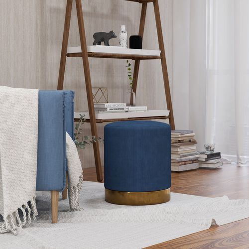 HOMCOM Modern Round Footstool, Fabric Upholstered Foot Rest