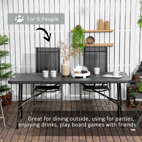 Outsunny Outdoor Dining Table for 6, Folding Garden Dining Table