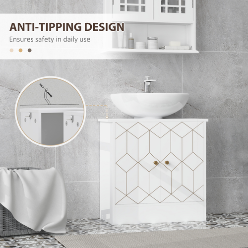 HOMCOM Bathroom Under Sink Cabinet for Basin with or without Pedestal White
