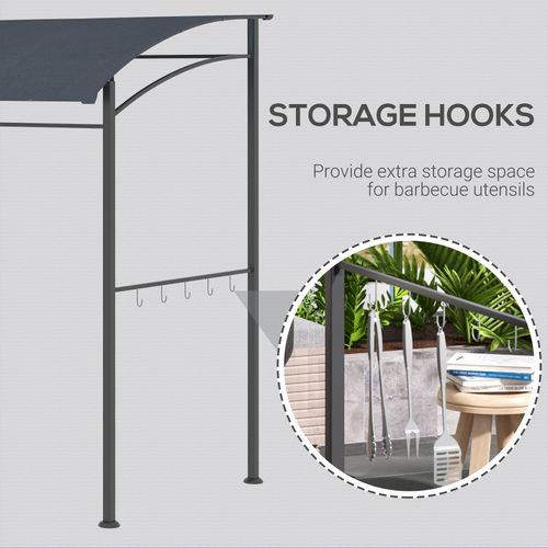 2M (7ft) BBQ Grill Gazebo Tent Garden Grill Metal Frame Grey