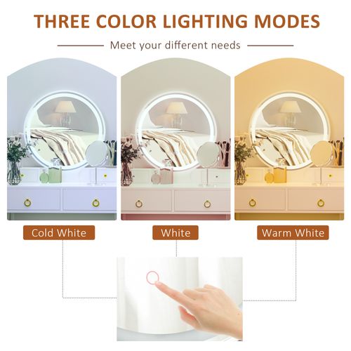 Dressing Table Set With LED Mirror, Stool & 4 Drawers Makeup Desk White