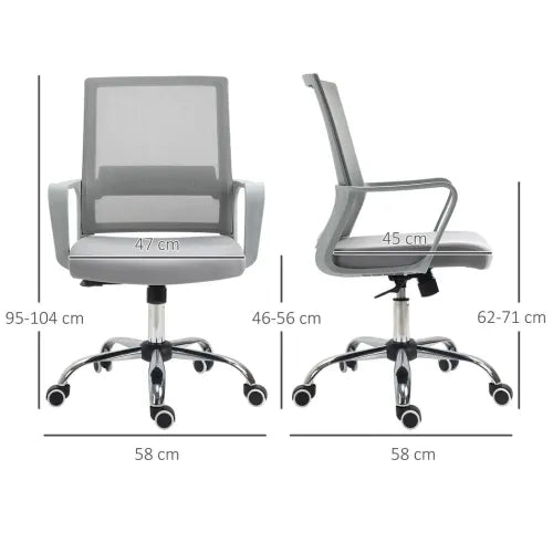 Ergonomic Office Chair Adjustable Height Mesh Chair with Swivel Wheels Grey