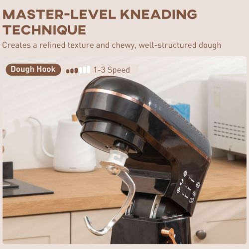 HOMCOM Electric Stand Mixer, 5L Food Mixer with Dough Hook, Whisk, Black