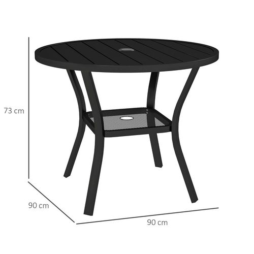 Outsunny 90 cm Garden Dining Table, Round Garden Table with Parasol Hole