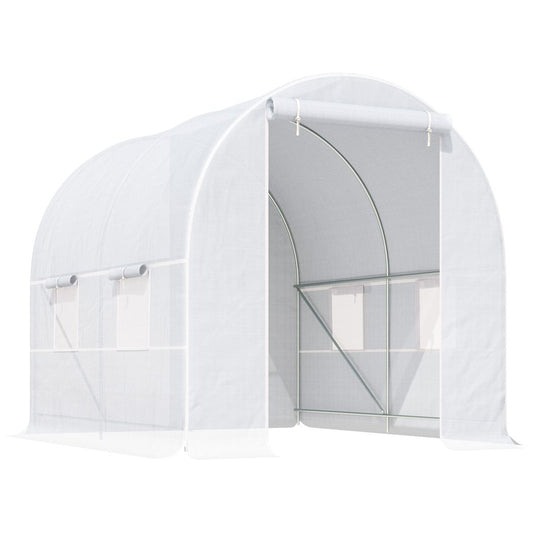 Outsunny  250L X 200W X 200H cm Walk-in Greenhouse-White PE White 2.5m x 2m x 2m